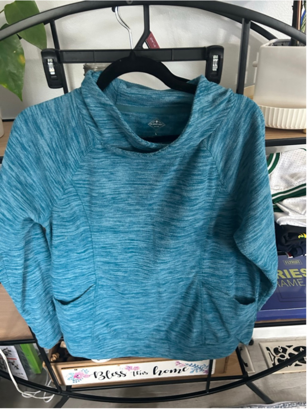 Women's John's Bay Teal Cowl Neck Sweatshirt L